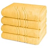 Ross - 4 teiliges Frottier-Set - Cashmere Feeling (4 X Handtuch im Set) - 520 g/m2 - Baumwolle - Walkfrottee - saugstark - weich und flauschig - Ginster