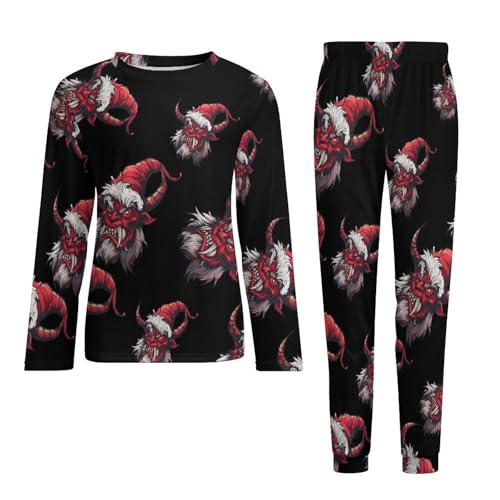 Merry Krampus Men's Pajamas Set Long Sleeve Sleepwear Soft 2 Piece Loung Set Pjs with Pockets4