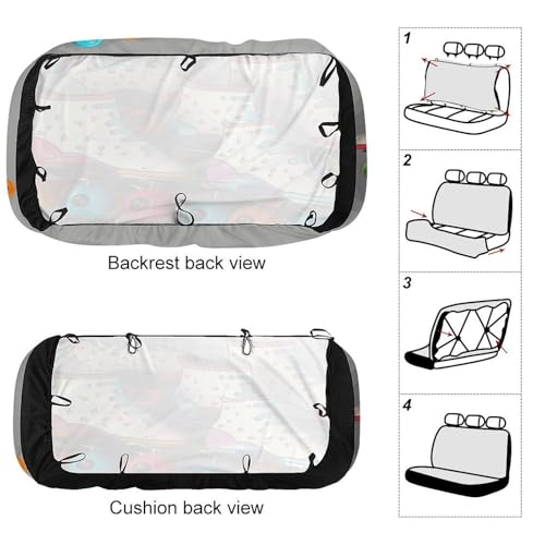 Funda de asiento trasero para coche y SUV duradera con patines de ruedas retro 3