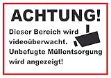 HB-Druck Achtung Videoüberwachung Unbefugte Müllentsorgung Wird angezeigt Schild
