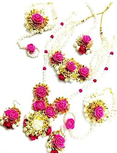 Sanvatsar Home Handmade Jewellery set for Haldi, Baby Shower, Mehndi, Godbharai Set For Women/Girls. Floral Jewellery Set, Jewellery Gift (Pink) Sanvatsar Home Handmade Jewellery set for Haldi, Baby Shower, Mehndi, Godbharai Set For Women/Girls. Floral Jewellery Set, Jewellery Gift (Pink)