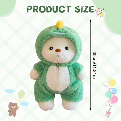 Plüschtier Teddybär mit Dinosaurier Kostüm, 30cm Teddybär, Teddy Plüschtier, Plüschtier Stofftier Teddy, Teddybär Plüschtier, Kuscheltier Bär, Geschenke für Geburtstag, Weihnachten, Valentinstag