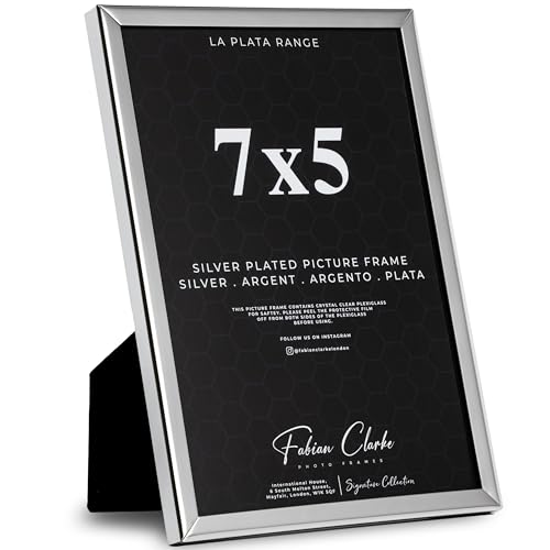 Silver Photo Frame Picture Frame Plain Metal Polished Silver Finish and Tarnish Protected for Wedding Picture or Family Photos (7x5)