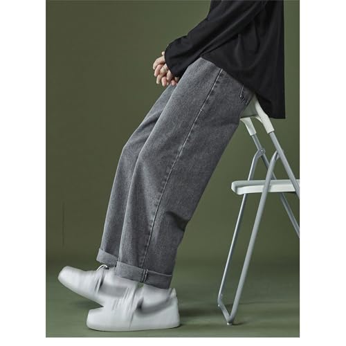 Mens Spring Autumn Straight Leg Jeans Regular Fit Lightweight Trousers Casual Loose Vintage Jean Pants4