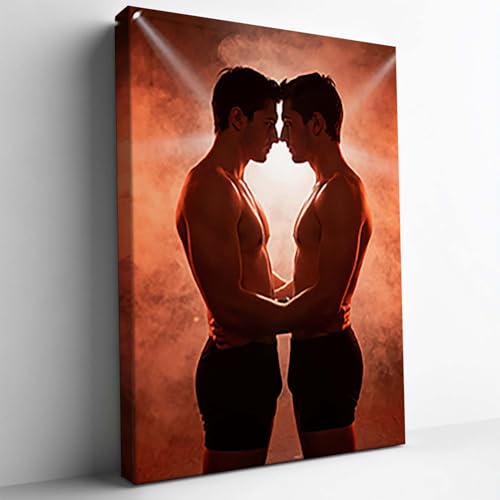 Queer Home Gift-Two Men Embracing Canvas Art Print Modern Home