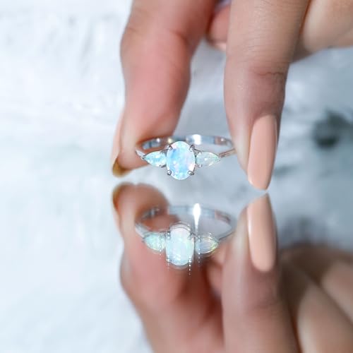 Natural Ethiopian Opal 3 Stone Engagement Ring, Aaa Quality, Certified Opal Past Present Future Ring - Ready To Gift 5