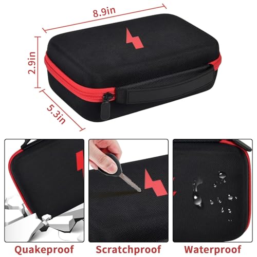 Image of Comecase Hard Case for Fluke 87V /88V /15B+ /17B+ and More Digital Multimeter | Hard Shell, Mesh Pocket & Elastic Strap, Stores Meter and Leads for Jobsite and Workshop, Black with Red Pocket, Case Only