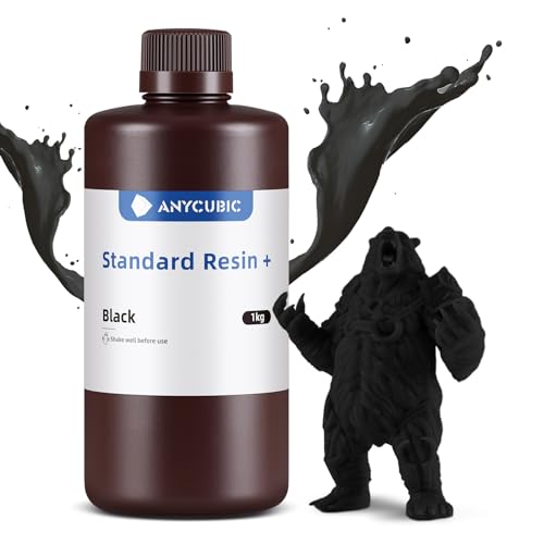 ANYCUBIC Upgraded Standard 3D Printer Resin, 405nm SLA Fast UV-Curing Resin, High Precision & Rapid Photopolymer for 8K Capable LCD/DLP/SLA 3D Printing (Black, 1000g)