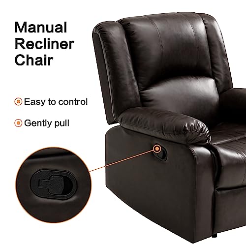 Coosleep Leather Recliner Chair With Overstuffed Arm And Back,Soft Living Room Chair Home Theater Lounge Seat,Manual Reclining Chairs For Adults(Brown) #TOP4