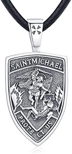 Eusense St Christopher / Saint Michael / Crucifix / St Benedict / Virgin Mary Necklace 925 Silver Patron Pendant Religious Jewellery Catholic Medal Protection Amulet for Men Women