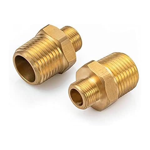 RV Faucet Adapter 1/2 to 3/8 Reducer WEWE Faucet Supply Line Adapter Brass 3/8 Compression Fitting Compatible with Water Pipe Connector 2 Pieces Cover