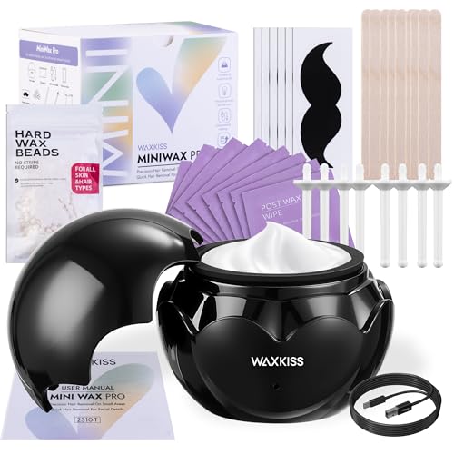 Nose Wax Kit for Men Women Portable USB-C Mini Wax Warmer Nose Hair Waxing Tool with Silicone Pot Ear Hair & Eyebrow Waxing 50g Wax Face Waxing Sticks Mustache Guard Wipes