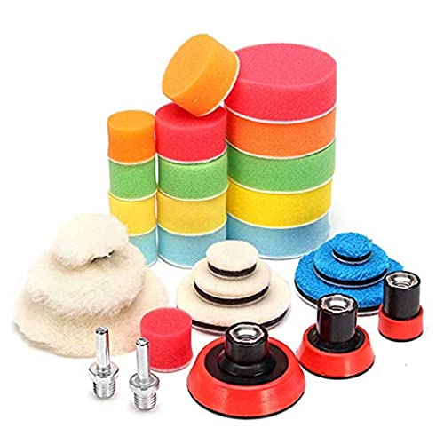 Kit Pulido Coche Almohadilla de Esponja for encerar, 29 Uds., Placa de Respaldo, Juego de Herramientas de Pulido de Coche for máquina pulidora, Accesorios de Lavado de Coche Esponja Pulir Coche