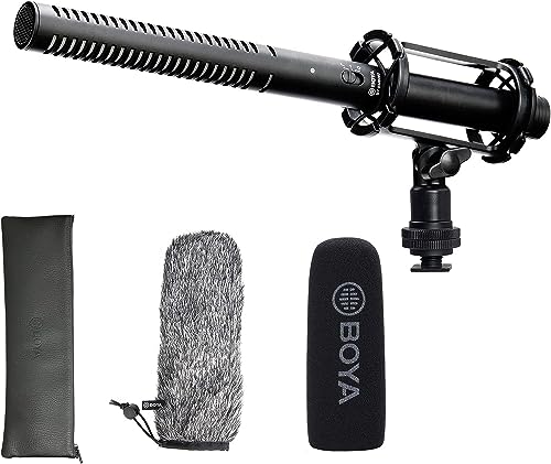 BOYA Microphone XLR BY-BM6060, Micro à condensateur supercardioïde avec Alimentation fantôme 24/48 V pour caméra, caméscope, Interview, Enregistrement...