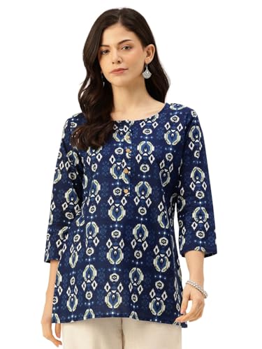 Image of feranoid Printed Top with Round Neck & 3 /4 Sleeves (S-XXL)