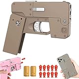 Jianyusheng Mobile Phone Shape Folding Soft Bullet Gun Toy, Shell Ejecting Toy Gun, Automatic Shell Ejection Toy Gun, Rapid Deformation Toy Shooting Gift for 14+ Years Old Boys Girls (Brown)