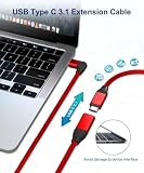 RUXELY Przedłużacz USB C 1 m, kąt typu C 3.1 Gen2 10 Gbps gniazdo na wtyczkę, wtyczka kątowa PD Power Thunderbolt 3 Extension Cable do MacBooka Mac, iPad 8 Air 5, iPhone 13 14, Steam Deck
