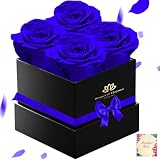 Blue Forever Roses Luxury Gift for Women/Men, Fresh Flowers Bouquet for Girlfriend, Wife, Mom, Anniversary, Valentine's Day, Wedding, Graduation, Christmas, Birthday, Unique Presents for Her