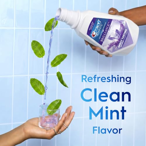 Image of Crest Mouthwash /Mouth Rinse, 3D White Brilliance Whitening, Alcohol Free, Clean Mint, 2x1L (33.8 fl oz)