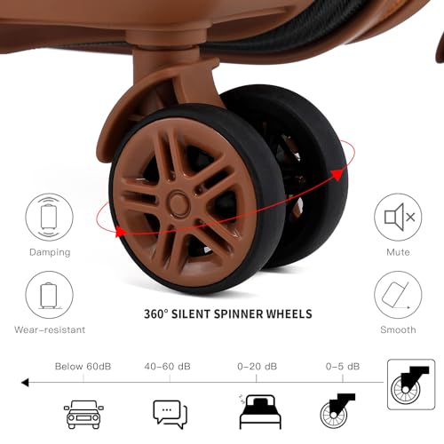 Kono Set Di 2 Valigia Bagaglio A Mano Rigida E Leggera Abs Trolley 65Cm Con 4 Ruote Rotanti E Lucchetto Tsa & Borsa Da Viaggio 40X20X25 Ryanair, Nero+Marrone - 8