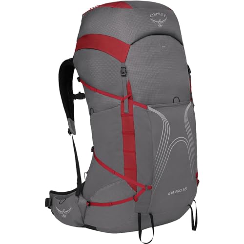 Osprey Eja Pro 55L Women's Backpacking Backpack, Dale Grey/Poinsettia Red, WM/L by Osprey - Used condition - US$191.20