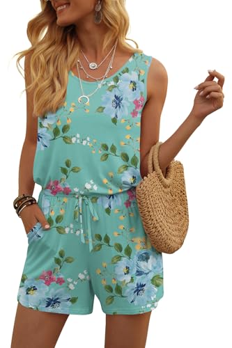 Image of DouBCQ Womens Summer Casual Sleeveless Loose Jumpsuits Romper with Pockets