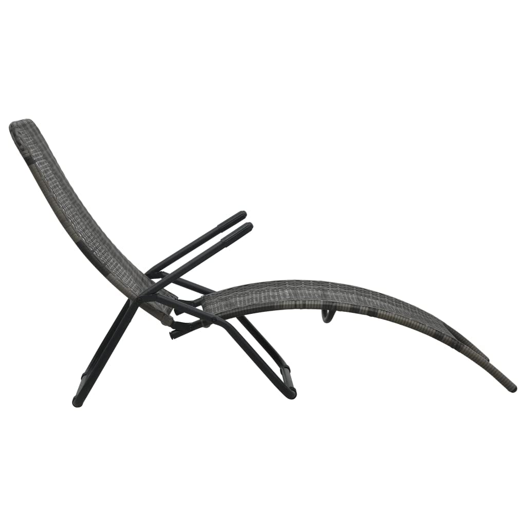 Tomostar Bain de Soleil, Chaise Longue Jardin Extérieur Transat pour Piscine Pliable Résine tressée Gris
