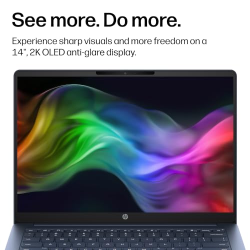 Image of HP OmniBook 3 14 inch Next Gen AI PC, 2K Display, Snapdragon X X1-26-100, 16 GB RAM, 256 GB SSD, Qualcomm Adreno GPU, Windows 11 Home, Starlit Blue, 14-hz0588nr