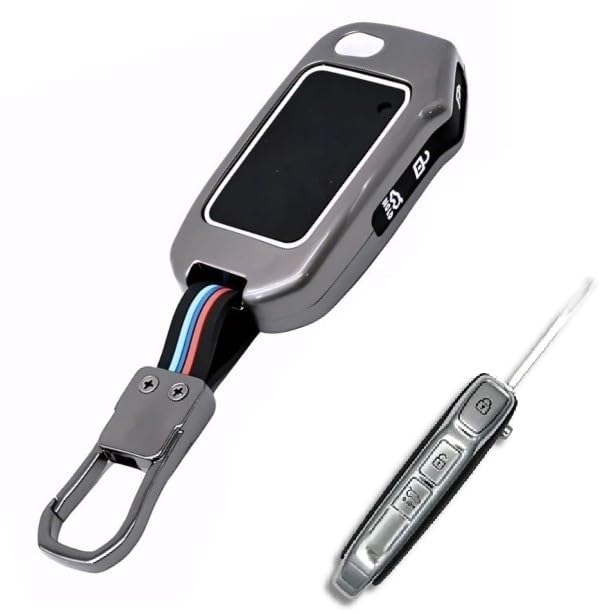 Image of Pack of 2 Metal Key Cover Compatible with Kia Seltos 2025 2024 | Sonet 2024 2025 | Carens | Flip 3 Button Remote