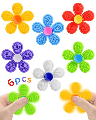SCIONE Lot de 6 Hand Spinners en Silicone Texturé – Set de Fidget Spinners Sensoriels pour Enfants et Adultes | Outils Silencieux pour Autisme et TDAH en...