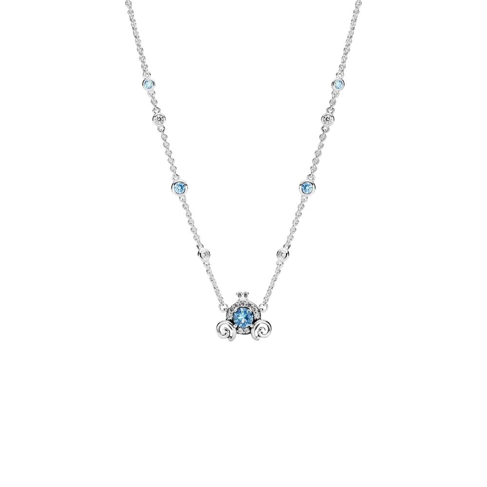 PANDORADisney Sterling Silver Pumpkin Carriage Necklace 45cm, 45 cm, Sterling Silver, Cubic Zirconia