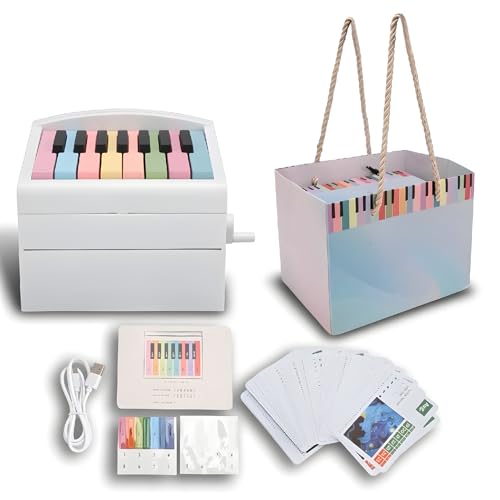 Piano Calendar USB Rechargeable Playable Piano Calendar with 52 Weekly Music Cards for Music Learning Practice and Home Office Desk Decor