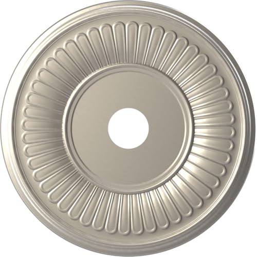 Image of Ekena Millwork CMP22BEBAL Berkshire Thermoformed PVC Ceiling Medallion (Fits Canopies up to 10 1 /8 inch), 22 inchOD x 3 1 /2 inchID x 1 inchP, Bright Coat Aluminum