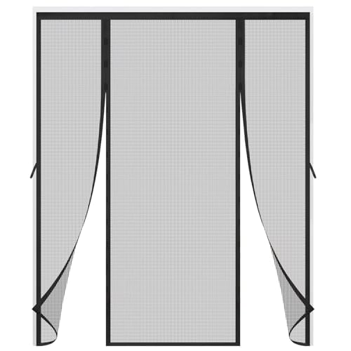 Puerta de malla magnética 230x245cm Negro Cortina de puerta antiinsectos de cierre automático con imanes sin perforación para puerta de entrada dormitorio/balcón