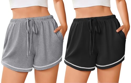 Image of Ekouaer Pajama Shorts for Women 2026 Soft Sleep Shorts Casual Lounge Shorts Comfy Pj Bottoms with Pockets