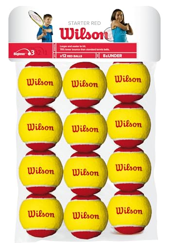Wilson Kid's Starter Tennis Balls (Pack of 12) - Yellow/Red Tennis Balls (pack Of 12) - Yellow/Red, Kid's