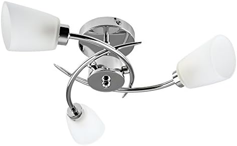 Modern 3 Way Spiral Polished Chrome Ceiling Light Fitting with Frosted Glass Shades - Complete with 3w LED G9 Bulbs [3000K Warm White]