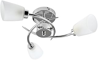Modern 3 Way Spiral Polished Chrome Ceiling Light Fitting with Frosted Glass Shades - Complete with 3w LED G9 Bulbs [3000K Warm White]