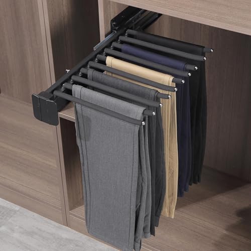 Perchero extraíble para pantalones, barra extensible de alta resistencia, gancho de acero inoxidable para pantalones que ahorra espacio para armario