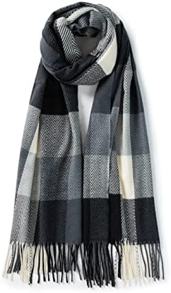 Villand Women's Wool Scarf - Cashmere Feel Winter Checked Scarves...