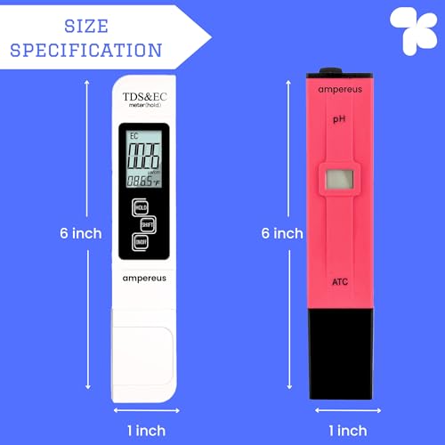 Image of AMPEREUS Digital EC, TDS & pH Meter | Water Quality Tester for Home, RO, Aquarium & Hydroponics | Accurate Purity, pH & TDS Measurement for Reliable Water Testing