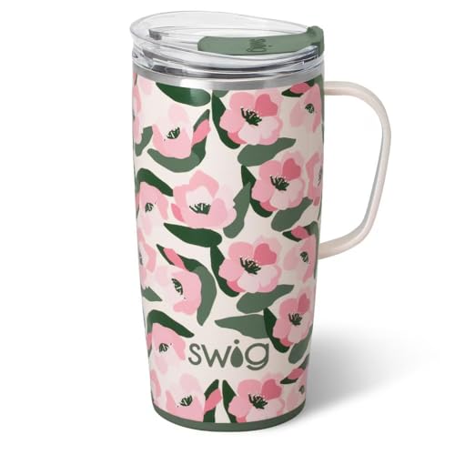 Swig Life 22oz Insulated Travel Mug with Handle & Lid, Sweet Pea