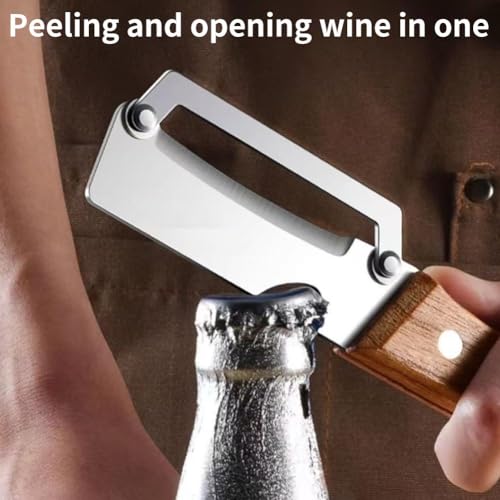 Zero Snag Wooden Peeler,Premium Vegetable Peeler with Wooden Handle and Bottle Opener, 2-in-1 Stainless Steel Thickened FruitPeeler,Multifunctional Kitchen Tool for Fruit Potato Pumpkin Papaya - Image 3
