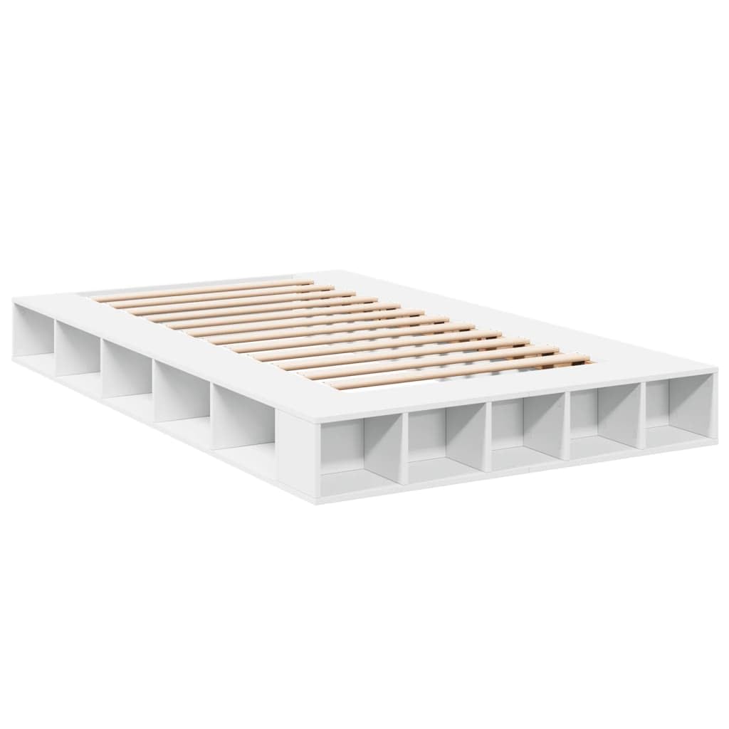 vidaXL Bed Frame, Bed Base for Bedroom, Mattress Foundation for Double Bed, Bedstead, Modern Style, White 120x200 cm Engineered Wood