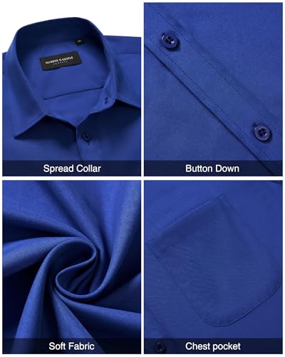 Image of Alimens & Gentle Men's Short Sleeve Dress Shirts Wrinkle Free Untucked Casual Button Down Shirt