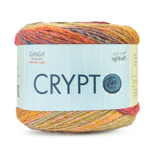 Image of Ganga Acrowools Crypto Acrylic Hand Knitting Fancy Yarn, A Pack of 2 Balls- 100G Each Shade No-FXT6850 Marigold