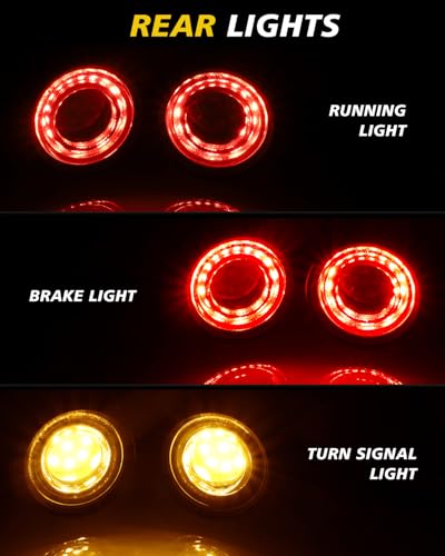 Image of TSUNG Universal Motorcycle LED Turn Signals Lights Small Bullet Front Rear Blinkers Tail Lights for Cruiser Chopper Bobber Cafe Racer Street Bike (RING-Chrome, 4PCS Front+Rear)