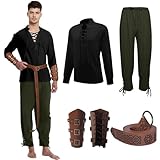 Design vintage : chemise de pirate médiévale avec col chinois, cordon de serrage et manches réglables pour créer une atmosphère vintage, cordon de serrage réglable aux chevilles pour un ajustement facile de la taille pour créer un look pirate pour répondre à vos besoins de cosplay.