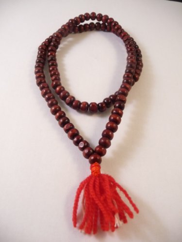 Fair Trade Redwood Rosewood Mala 108 Wooden Prayer Beads Handmade Buddhist Mallah Mantra, Orange,Red, 84 cm - Image 2