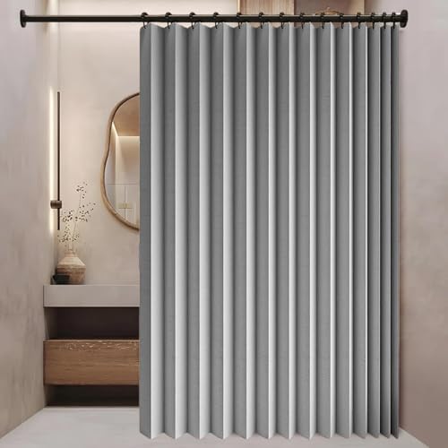 アコーディオンカーテン, カテ 遮光 100 x 185 cm 遮光断熱のれんおしゃれ暖簾間仕切り防音保温防寒節電省エネハトメ突っ張り棒仕切目隠し形状記憶水無地厚手おゃ北欧アコディオ玄関/寝室/キッチ浴室対応寝リビグ, グレー